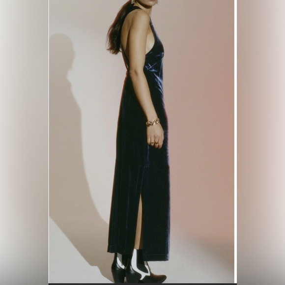 NWT Anthropology Velvet Halter Maxi Dress - Picture 3 of 10
